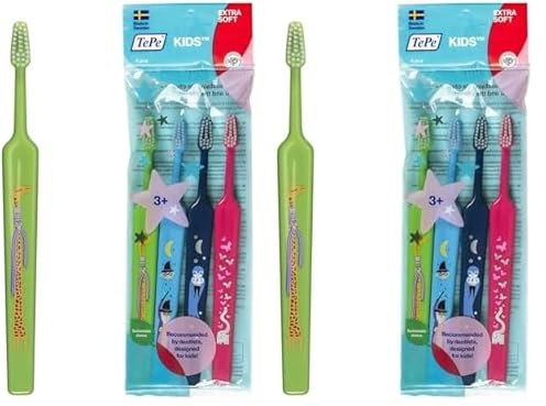 TEPE Kids Select Compact X Soft Die schonende Zahnbürste für Kinder, Gemischt, 4 stück (Packung mit 2)