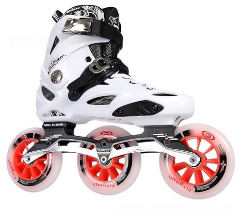 Rollschuhe Für Herren Und Damen, 3 Räder Inlineskates Für Erwachsene Professionelle Inline Skates Unisex, Speed-Renn-Skates, Herausnehmbarem Futter Für Fitness Und Outdoor-Skating(Size:37,Color:White)