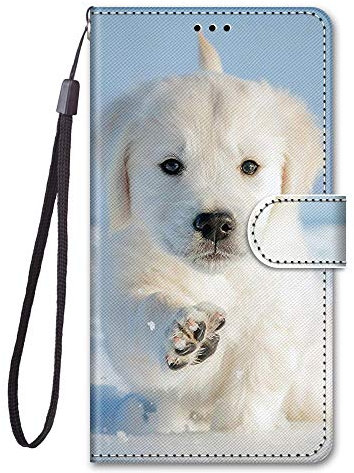 Nodigao Kompatibel für Samsung Galaxy A16 4G 5G Leder Hülle Magnetisch Kickstand mit Kartenfach Tier Muster Motiv Lustig Design Hüllen Handyhülle Tasche Case - Hund