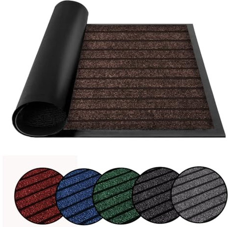 ZIYA HOMES Heavy Duty Indoor & Outdoor Door Mat - Non Slip Rubber Back - Dirt Trapper - Washable - Brown, 40 x 60cm