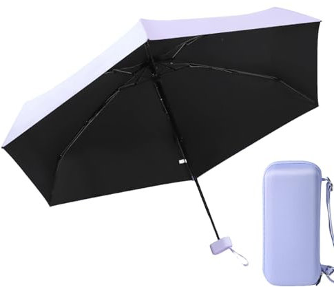 FVPKYUR Sombrilla Compacta, Sombrilla para Exterior, Sombrilla de Viaje con UPF 50+ - Sombrilla impermeable para exteriores y lluvia, 35 pulgadas de diámetro abierto, sombrilla portátil, morado, Siehe