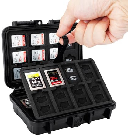 KIWIFOTOS 114 Slots IP67 Waterproof Memory Card Hard Case Holder fits 22 x SD/SDXC/SDHC, 76 x Micro SD/TF, 16 x CF Express Type B & XQD Cards Slot EVA Foam Shockproof Massive Capacity Storage