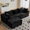 Vamcheer 3/4 Seater Modular Sectional Sofa - 274cm Oversized L-shaped Corner Couch with Memory Foam Seating & Detachable Backrest for Living Room Bedroom, No Assembly Required, Black