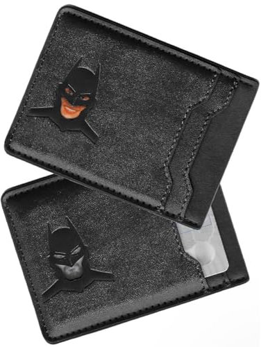 CoolKick Leather Hero ID Bat Wallet for Men and Woman - Stylish Superhero Design, Durable Bifold Wallet with Multiple Card Slots, Cash Compartment, and Iconic Logo - Gift for All, Wie abgebildet.,