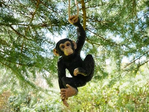 Hanging Monkey Garden Ornament, Decorative Tree Rope Monkey, Indoor Outdoor Safari Decor (Hanging Swinging Monkey)