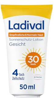 Ladival Sonnenschutz-Lotion Gesicht LSF 30 empfindliche Und normale Haut - Sonnencreme mit einzigartigem 4-fach Zellschutz, Hyaluronsäure und Photolyase, 50ml