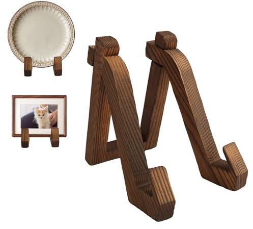 Annlpoy Support Assiette Decorative en Bois, Porte Assiette de Table, Chevalet de Table Polyvalent et Élégant, Idéal pour Présentation et Décoration - 15,2 cm (1 Pièce)