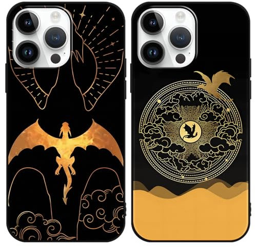 Yimctoie 2 Stück Handyhülle für iPhone 13 iPhone 14 6.1, Hülle,Coole Cartoon Drachen Anime Fourth Wing Manga Muster Silikon Weiche TPU Stoßfest Schutzhülle Case, Drachen