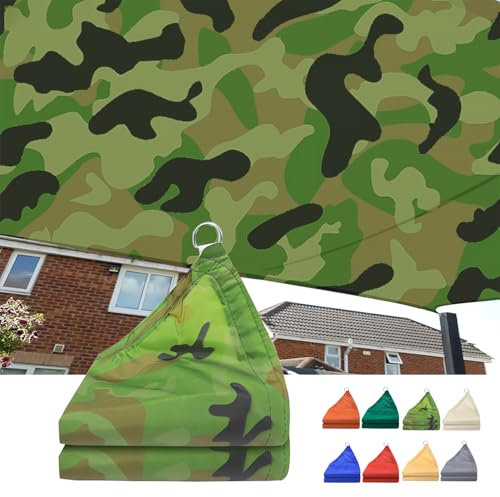 Toldo Vela de Sombra Impermeable,Toldos de Vela Rectangular 5x6m,Toldos Exterior Terraza Protección UV 95%,para Jardin, Balcón, Patio.(Camuflaje)