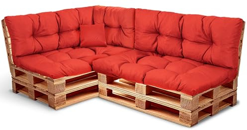 Best Wool Palettenkissen Set – Sitzkissen für Europaletten – Palettenpolster, gefüllt mit granuliertem Poulirette-Schaum – Inkl. 2X Sitzkissen 120x80 +Rückenlehne 120x40 sowie 60x40 & 40x40