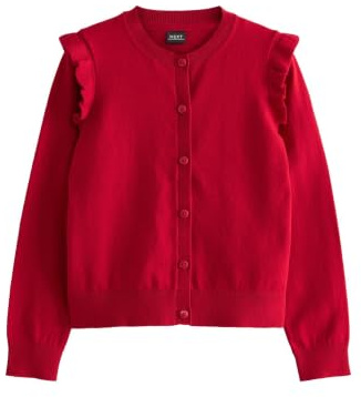 NEXT Mädchen Standard Schul-Strickjacke mit gerüschten Schultern