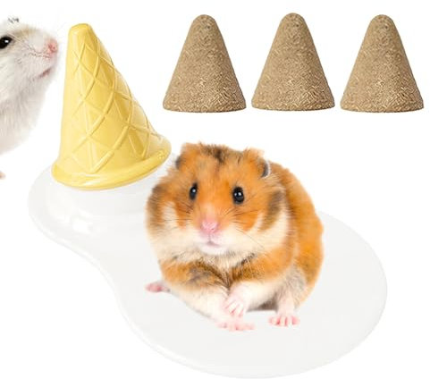 Generisch Frettchen Bett - Kühlmatte aus Keramik Hamsterbett - Kegelförmige Kühlmatte als Landschaftsdekoration inklusive Nagestangen für Igel, Eichhörnchen, Frettchen und Chinchilla zum Knabbern