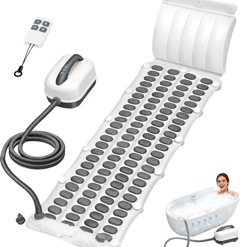 Massaggiatore portatile per vasca idromassaggio con bolle a 6 velocità e telecomando, tappetino impermeabile per vasca da bagno, vasca da bagno per rilassamento domestico, idroterapia, tappetino spa