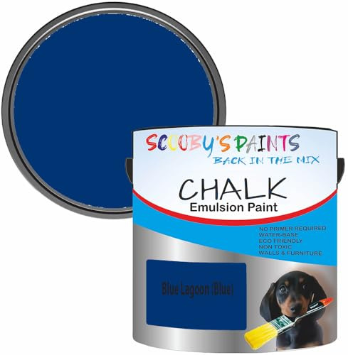 Scooby's Paints Chalk Emulsion Paint, Water-Based, No Primer Required, 250ml, For Walls and Furniture (Blue Lagoon (Blue))