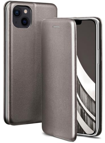 ONEFLOW Business Case für iPhone 14 Plus Handyhülle klappbar mit Standfunktion, Klapphülle Flipcase Cover Dünn, PU Leder Hülle mit Kartenfach, 360 Grad Schutzhülle, Taupe