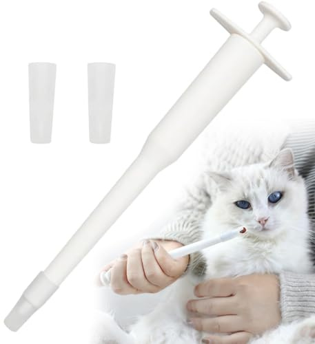 Xiciki Pet Pill Dispenser, Cat Pill Popper, Reusable Side-Grip Animal Medicine Feeder, Ergonomic Design for Small Dogs Cats Medication Feeding, White Plastic