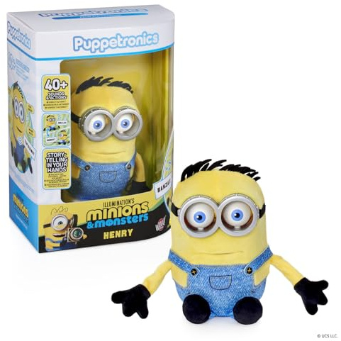 Puppetronic Minions Henry, interaktive Animatron-Puppe, Kopf- und Mundbewegung mit Touch-Sensor, authentischen Klängen und Chatty Tech-Technologie, interaktiver Spaß, Famosa (REN00300)