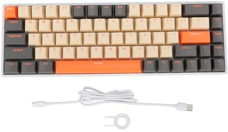 DAXJEROL 60 Percent Mechanical Keyboard 68 Keys RGB Backlit Ergonomic Wired Gaming Keyboard with Red Switch and Type C for Computer USB Port Compatible with OS