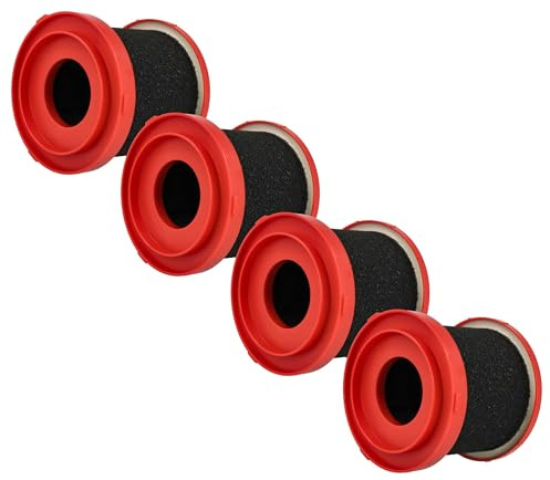vhbw 4x Nassfilter kompatibel mit Milwaukee M12FVCL, M18FPOVCL, M18VC2, 0970-20 - M18 Staubsauger - Schaumstoff/Kunststoff Rot Schwarz