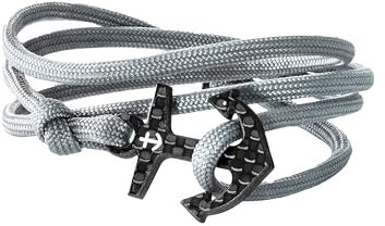 kohlenstoff 12 „Ancore“ Armband Herren Cord Bracelet Grau Weiß Schmuck Anker Carbon Grey White als edles Ankerarmband Accessoire für den modernen Mann (22.00)