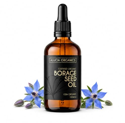 Alucia Organics Borage Seed Oil 100ml Organic Cold Pressed | Supports Hair Skin and Nail Care with a Soothing Carrier Oil for Facial and Body Massage Applications