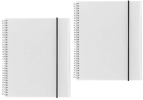 Shulaner Spiralblock A4 Dotted 80 Blatt, PP mattiert Spiral Notebook A4 Dotted Notizbuch Spiralbindung Notizbücher mit Elastischer Gürtel - 2 Stück