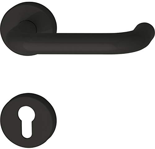 Türbeschlag 111.20 R FH | Türgriff für Innentür auf Rosette PZ | tiefschwarz