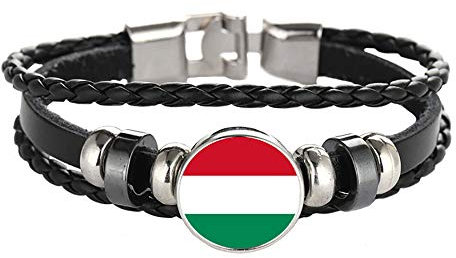 Ungarn Flagge geflochtenes Armband Leder Kette Kristall Armband Souvenir, Mode handgefertigte Armband für Mann & Frau besonderes Tagesgeschenk