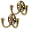 2 x Double Coat Hooks Metal Antique Brass Ball End, Door Robe & Dress Hangers