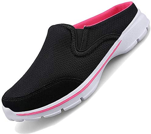 Acfoda Slip On Hausschuhe Damen Leichte Atmungsaktive Pantoletten Pantoffeln Sommer Frauen Outdoor Sports Freizeit Walking Schuhe Low Top mit Antirutsch Foam Sohle, Schwarz, 39 EU