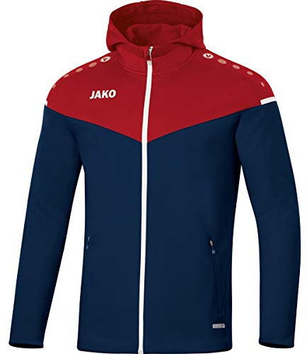 JAKO Kinder Kapuzenjacke Champ 2.0, Marine/Chilirot, 128