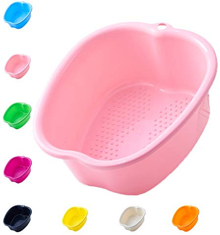 Large Foot Bath Spa Bowl Plastic Pedicure Bowl Massage Foot Tub,for Pedicure, Detox and Massage, Perfect to Soak Your Feet, Toe Nails and Ankles,Can be Soaked to Remove Dead Skin (Pink)