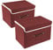 TYEERS Collapsible Storage Box with Lid, Fabric Storage Box for Clothes, Wardrobe Storage, 38x25x25 cm, Set of 2, Red Wine
