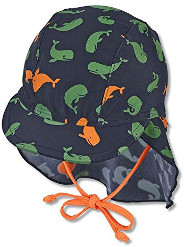 Sterntaler Baby - Jungen Schirmmütze Mit Nackenschutz Wale Sonnenhut, Marine, 45 EU
