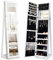 COSTWAY Schmuckschrank, Spiegelschrank mit Ganzkörperspiegel und eingebauter Make-up-Spiegel, abschließbar, stehend, Schmuckaufbewahrung, Schmuck-Organizer (Weiß)