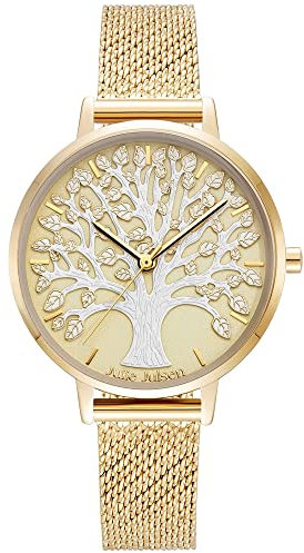 Julie Julsen JJW1277YGME Lebensbaum Uhr Damenuhr Metall 3 bar Analog Gold