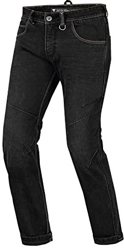 SHIMA DEVON Motorradjeans - Belüftete Elastische Slim Fit Biker Motorradhose mit FiberQL-Verstärkungen, Knie- und Hüftprotektoren (Schwarz, 30)
