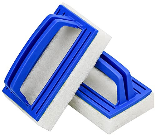 Brosse Plancher Mur Piscine Brosse de Piscine avec Manche Brosse de Piscine en Plastique Brosse à Main de Piscine Brosse Outils de Nettoyage de Piscine pour Nettoyer Piscine Spa Baignoires 2 Pcs (A)