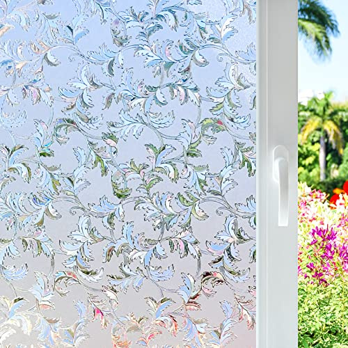 Zindoo Window Privacy Film for Glass Windows, Rainbow Effect Window Film Privacy Patterned, Anti UV Sun Blocker Window Films Decorative for Living Room Office 59.5x200cm