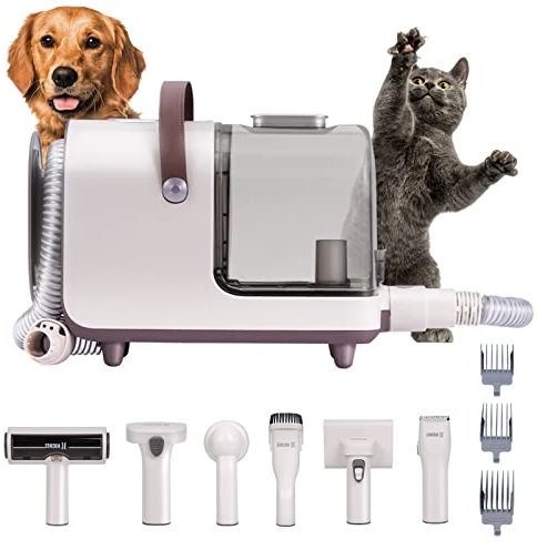 HICHEE Tondeuse Chien 12000 Pa 99.97% Aspirateur Poil de Chien avec 6 Outils 2.5L Ultra-Récipient, Tondeuse Professionnelle à cheveux pour animaux, Silencieuse PXC-SW01-EU, 1.0 unité