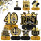 40. Geburtstag Tischdeko Set,40. Geburtstag Dekoration Mann, 10 Stück Schwarz und Gold 40. Geburtstag Deko Bienenwabe Mittelstück mit Tortendeko,15g Happy Birthday Konfetti,40. Geburtstag,40 Jahrestag