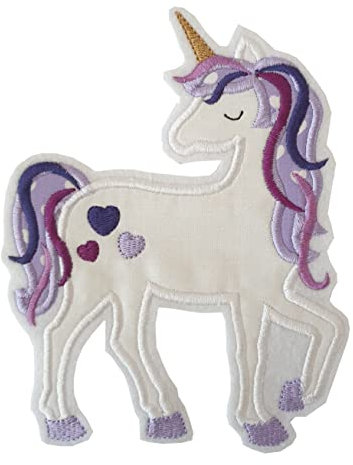 Einhorn Stickapplikation, Großer Aufnäher 19,5 x 15 cm, Applikation helllila Einhorn XXL, für Schultüte, Taschen FB NR 2