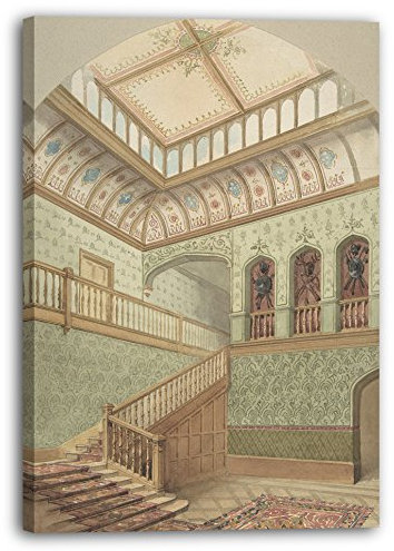 Leinwandbild (30x40cm) John Gregory Crace: Innenraum, der Treppenhaus und Oberlicht zeigt, Leinwand auf Keilrahmen gespannt und fertig zum Aufhängen, hochwertiger Kunstdruck aus deutscher Produktion