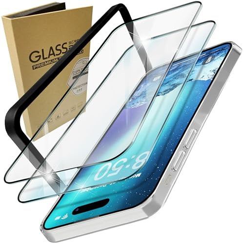 NALIA 2x Schutzglas & 1x Schablone - Set für iPhone 15 Pro Glas