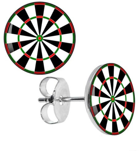 BlackAmazement 2er Set 316L Edelstahl Ohrstecker Ohrringe Dartscheibe Zielscheibe Dart Scheibe Earrings schwarz weiß weiss Herren Damen (10mm)
