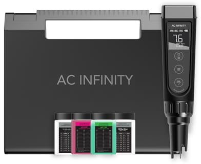 AC Infinity Kit per misurazione idroponica Pro, penna digitale ad alta precisione per pH con precisione ± 0,01 pH e sonda intercambiabile, misuratore di pH tutto in uno, temperatura di salinità EC