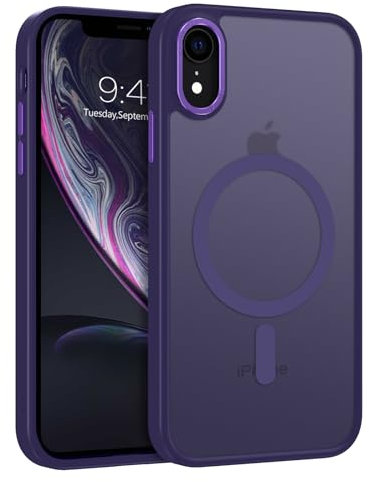 GUAGUA Magnetic for iPhone XR Phone Cases, iPhone XR Case [Compatible with MagSafe] [Military Grade Protection] Translucent Matte Back Slim Shockproof Anti-Scratch Phone Cover 6.1-Inch, Deep Purple