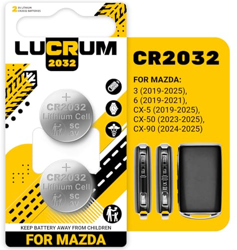 Mazda CX5 Key Battery Replacement, 2 CR2032 Battery for Car Remote Key for Mazda 3 6 CX-5 CX-50 CX-9 CX-30 2019-2025 CR 2032