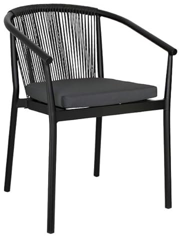pemora stapelbarer Terrassenstuhl Ibiza mit Sitzkissen in dunkelgrau