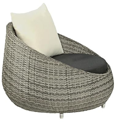 Dehner Lounge Sessel Avani, Gartensessel, 95 x 97 x 76 cm, Kunststoffgeflecht/Aluminium, grau